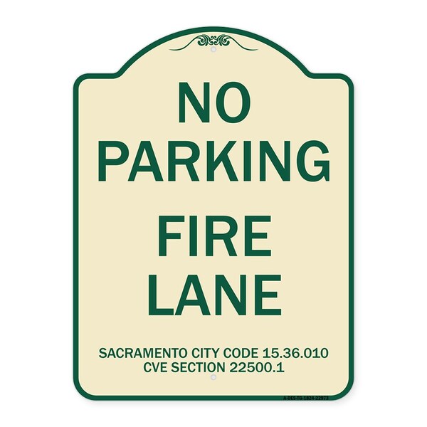 Sacramento No Parking Fire Lane City Code 15.36.010 CVC Section 22500.1, A-DES-TG-1824-22973